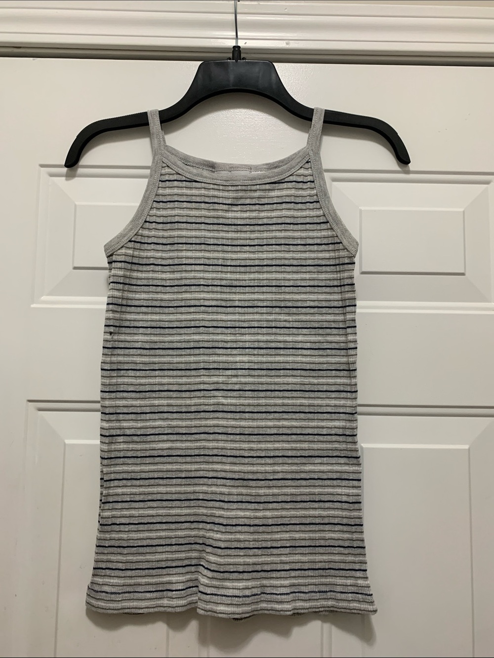 4/$10 Montana Blues Cotton Blend Grey Striped Ribbed Tank Size Medium